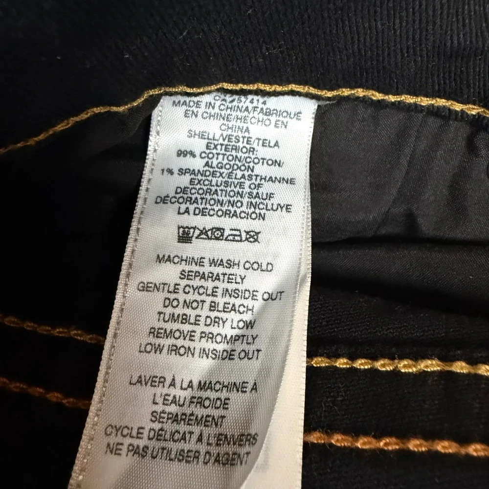 True Religion Billy Relaxed Bootcut Jeans Black Orange Contrast Stitch Mens 31